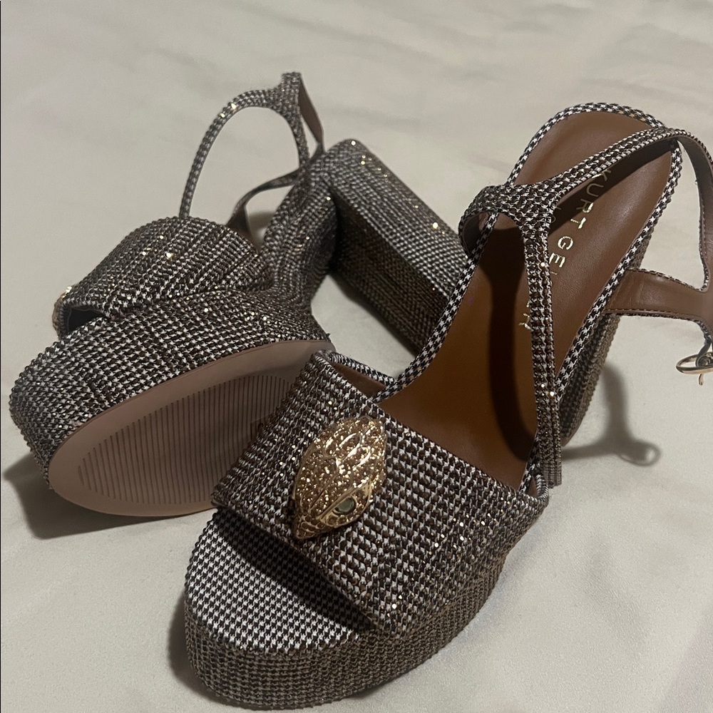 Kurt Geiger Ankle Strap Platform Sparkle Sandals — NEW